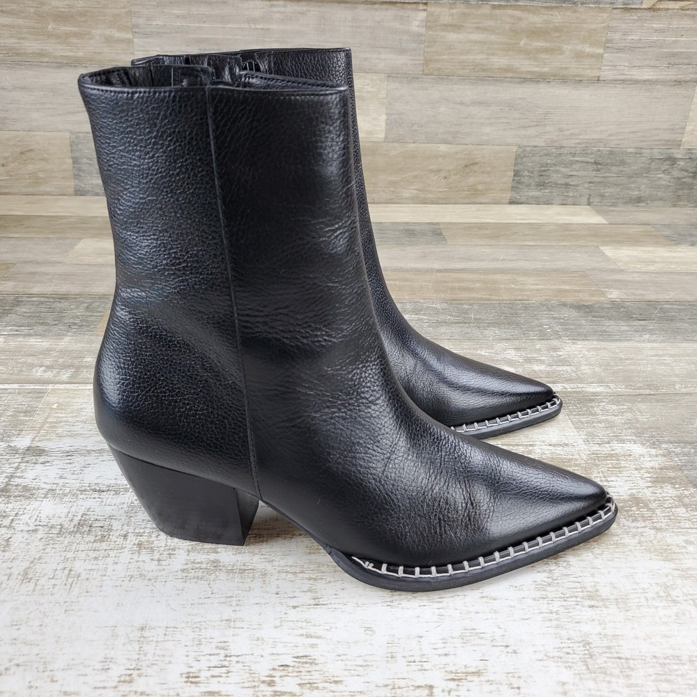 Matisse Caty Women Ankle Boot Sz 9 M Black Ebony Leather Side Zip Block Heel